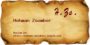 Hohman Zsombor névjegykártya